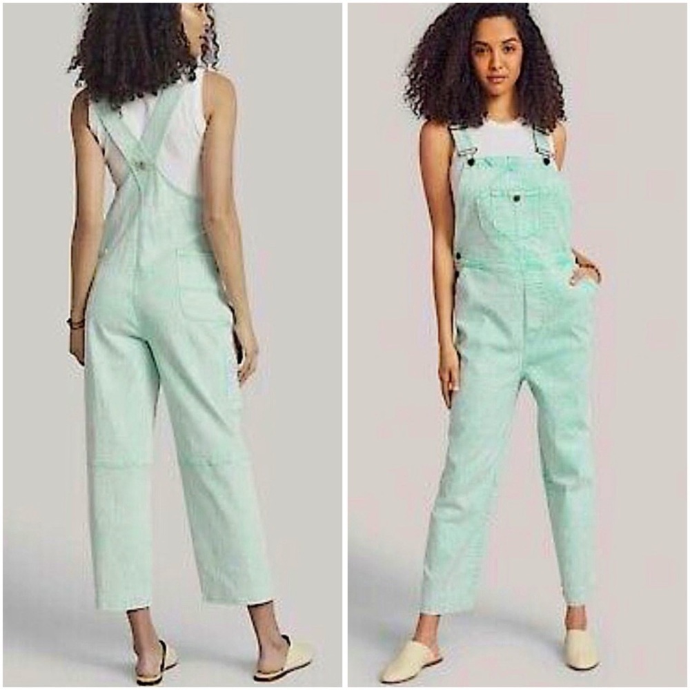 Faherty Sunwash Mechanic Overall Opal Blue Overalls Women’s Size L Work Utility